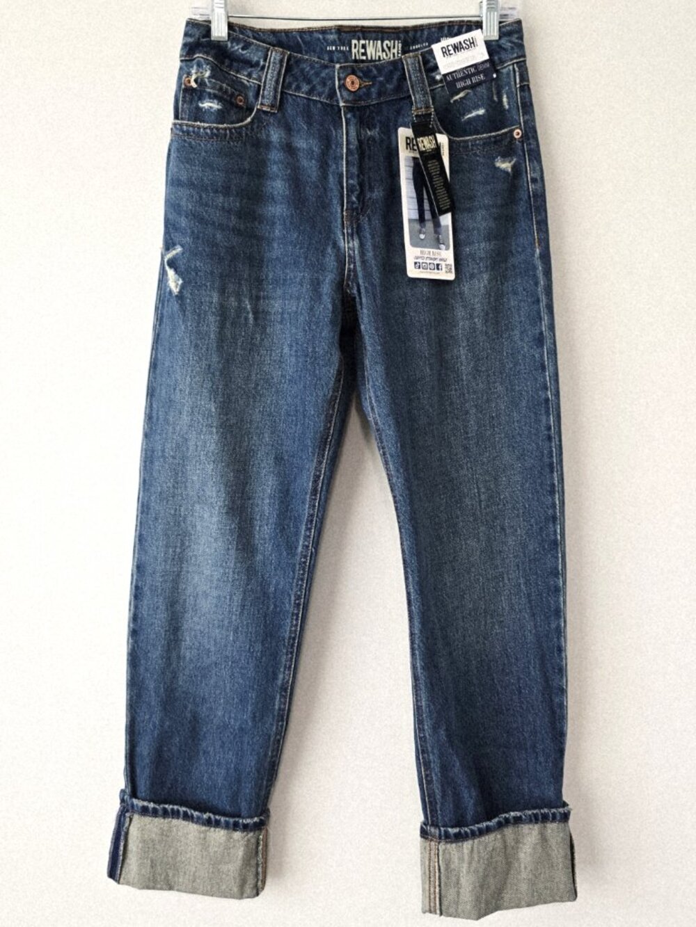 Rewash Cuffed Straight Jeans 28 Medium Wash NWT